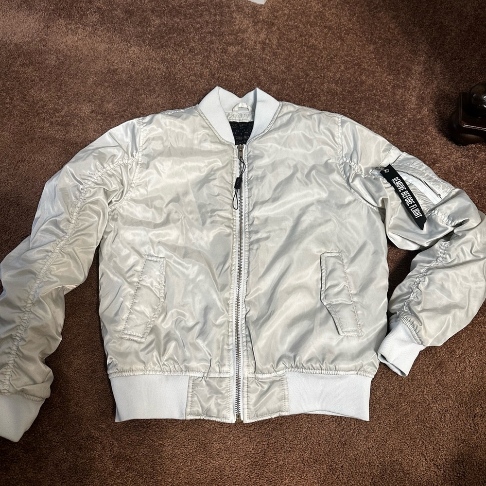Light Silver Bomber Jacket - Men's MA-1 Style NWOT